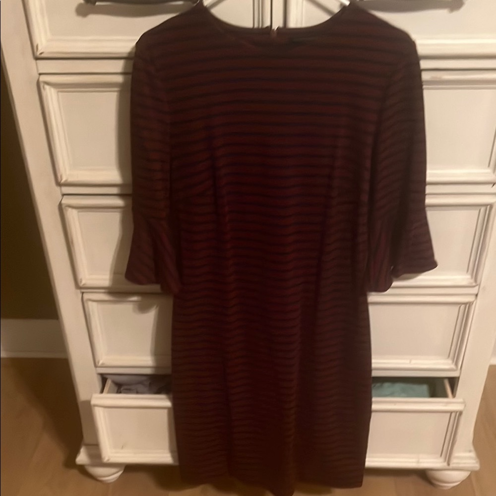 Banana Republic Striped Navy and Maroon Women's Dress